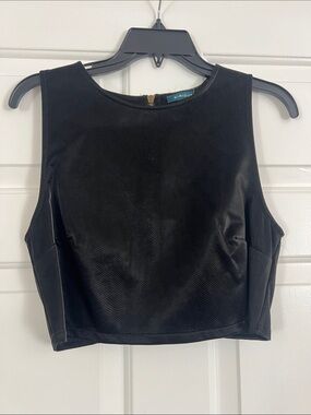 KIRROUS Black Textured Sleeveless Crop Top